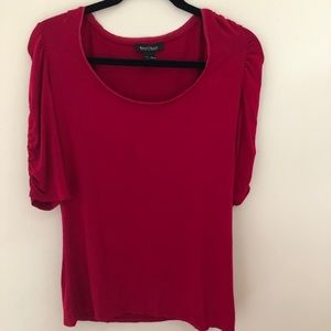 Red puff sleeve cotton shirt